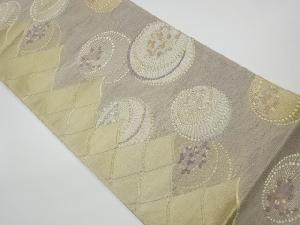 リサイクル　未使用品　姫野織物製　絽瓦に抽象模様織出し袋帯(未仕立て)